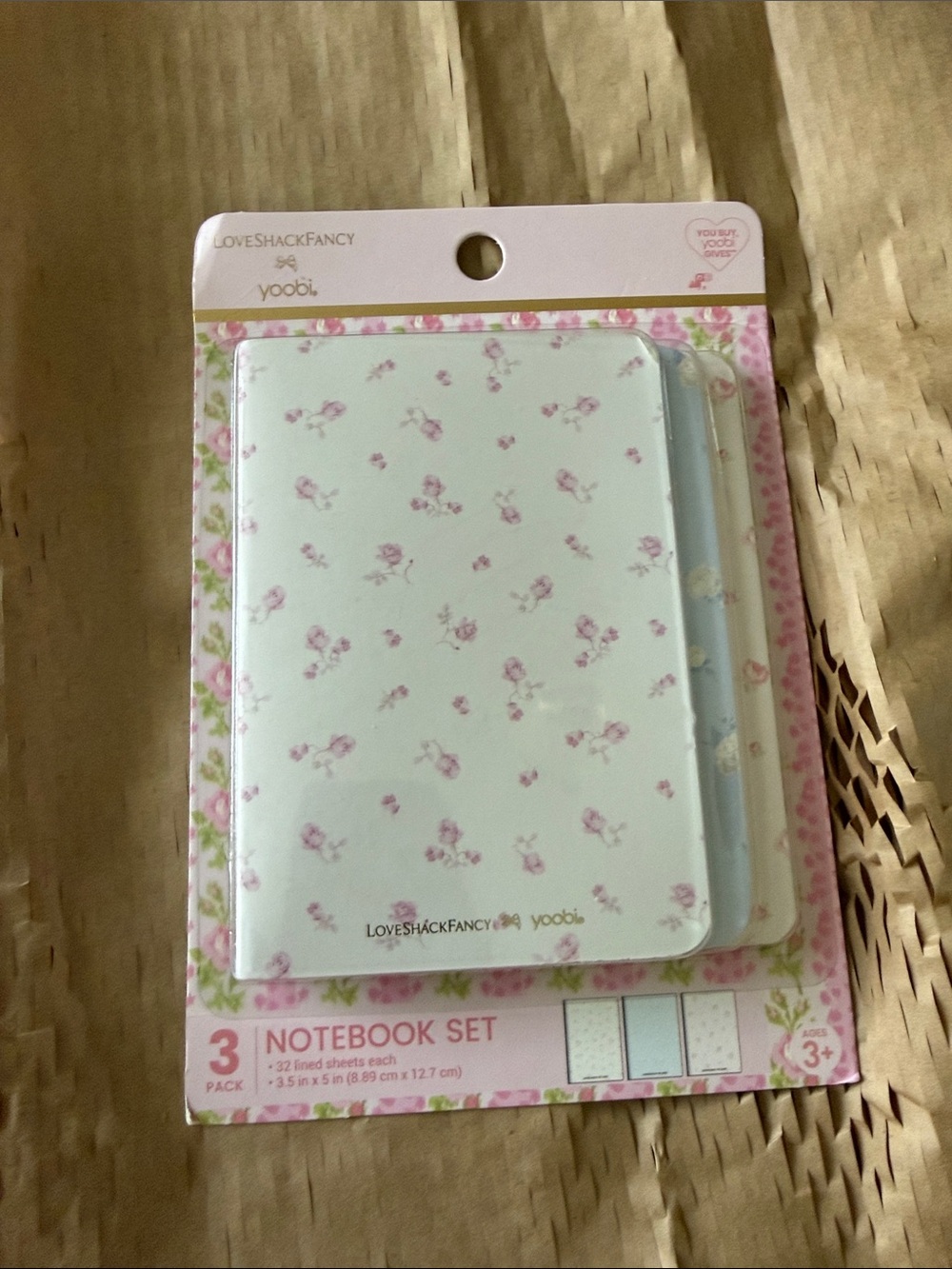 LoveShackFancy x Yoobi Floral Mini Notebook 1 Set of 3 mini New
